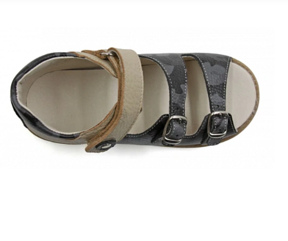 Сандалии ортопедические детские с открытым носом Ортомода 2129-ХМ-004 серые с каблуком Томаса фото 4